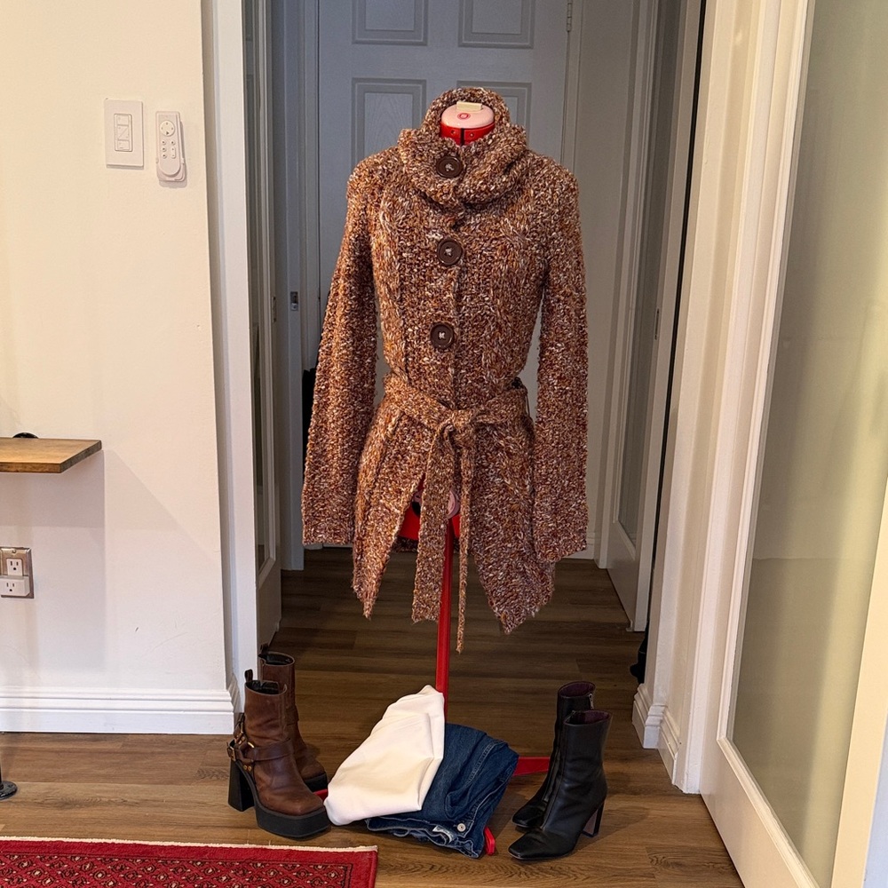 Free People Women's Brown Belted Coat